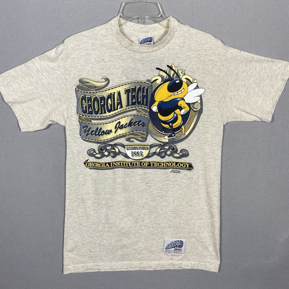 Vintage 90s Georgia Tech Yellow Jackets Single Stitch Small College Tshirt Tee